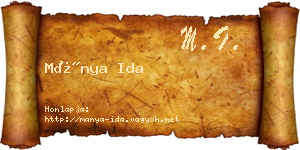 Mánya Ida névjegykártya